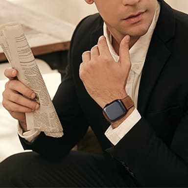 SUNFWR Leather Bands Compatible with Apple Watch Band 42mm(Series 3 2 1) 44mm 45mm 46mm 49mm for Men Women, Top Grain Genuine Leather Replacement Strap for iWatch Ultra 2, Ultra, SE2, SE, Series 10 9 8 7 6 5 4 3 2 1 - Image 6
