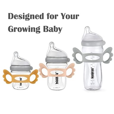 haakaa Gen.3 Natural Glass Baby Bottle Set 4.2oz & 6oz - Wide Neck Anti-Colic Slow Varibale Flow Nipple, 0M+ 3M+ 6M+ Breastfed Babies - Image 6