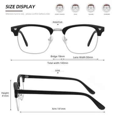 MEETSUN Blue Light Glasses Retro Half Frame Clear Lens - Anti-Eyestrain for Computer, Gaming & Phone Use | Women Men Fashion Bluelight Glasses(Black Frame+Leopard Frame / 2 PACK) - Image 5