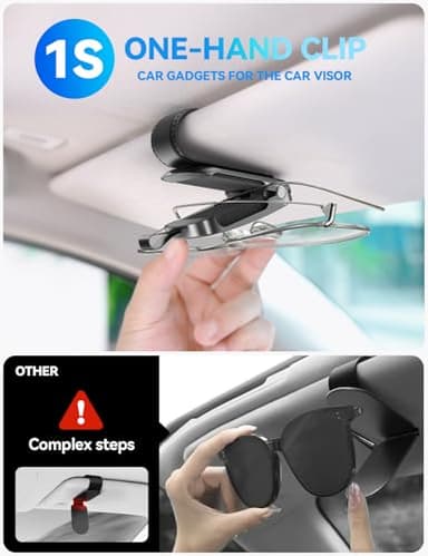 JOYROOM Sunglasses Holder for Car Visor, 2025 Upgrade Magnetic Glasses Car Holder, Universal Fits Leather Eyeglasses Clip Compatible with All Glasses, One-Handed Operation - Image 4