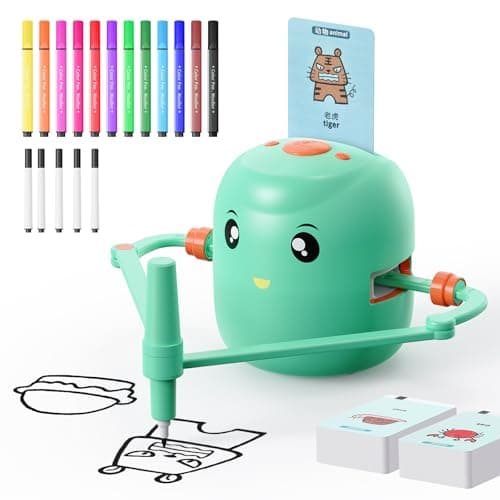 Interactive Educational Drawing Robot for Kids - Montessori Learning Toy with 150 Word Cards, Voice Interaction, Ages 5+ (Green) - Image 1