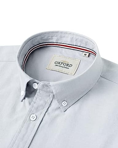 Alimens & Gentle Mens Solid Oxford Shirt Long Sleeve Dress Shirt Work Casual Button Down Shirts with Pocket Anthracite - Image 2