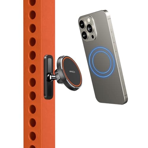 APPS2Car Magnetic Phone Holder for Gym, Alloy Base & Ball Joint, Attach to Metal Surfaces, Dual Magnetic Phone Mount for MagSafe iPhone 12-17 Series - Image 1