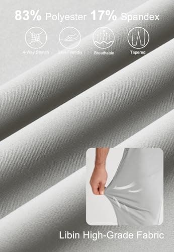 Libin Men's Dress Pants Work Golf Pants Sweatpants Joggers Track Athletic Casual Travel Business, Oyster Grey M - Image 4