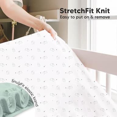 KeaBabies 2-Pack Baby Crib Sheets for Boys, Girls - 52x28 Viscose Derived from Bamboo Toddler Bed Sheets Neutral, Fitted Crib Mattress Cover for Standard Baby Bedding, Soft & Cozy (Bunnies - Image 6