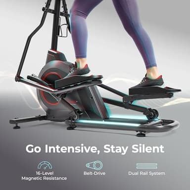 Sunny Health & Fitness Ultra Silent Smart Elliptical Exerciser, 300LB Load & 16” Long Stride Training Machine for Seniors Home Workout, Easy-Assembly Cardio Equipment, Free SunnyFit App Bluetooth Link - Image 4