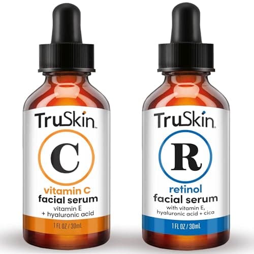 TruSkin Face Serum Duo – Vitamin C & Retinol Serum for Face – Anti-Aging Skin Care Gift Set for Women – Helps Improve Appearance of Fine Lines & Wrinkles for Smoother Looking Skin, 1 Fl Oz, 2 Bottles - Image 1