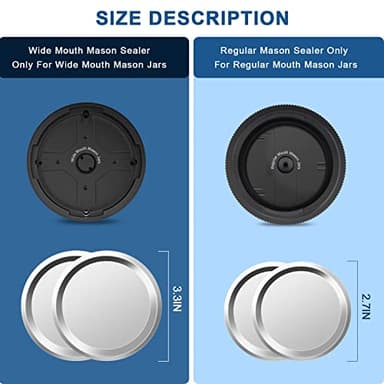 Electric Mason Cordless Vacuum Sealer Kit for Wide-Mouth & Regular-Mouth Mason Jars, for Food Storage and Fermentation, Black - Image 2