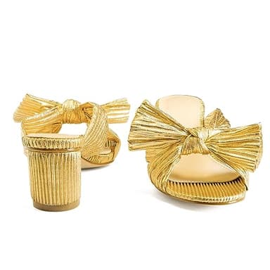 MUCCCUTE Women's Bow Knot Heeled Sandals Ankle Buckle Strap Chunky Heeled Open-toe Comfortable Wedding Party Fashion Heeled - Image 3