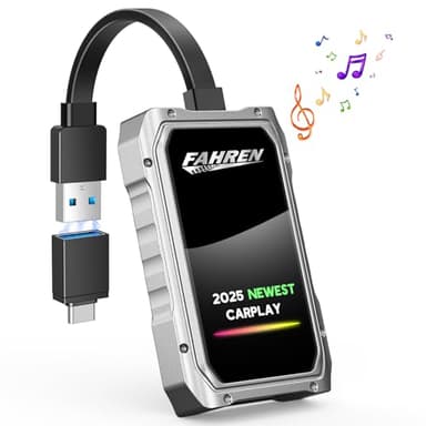 Fahren 2025 Upgraded Wireless CarPlay Adapter for iPhone, Fastest & Stablest 5G WiFi & 5.4 Bluetooth Apple CarPlay Dongle with RGB Light, Seamless Carplay Compatible with iPhone 8+, Cars from 2017 - Image 1