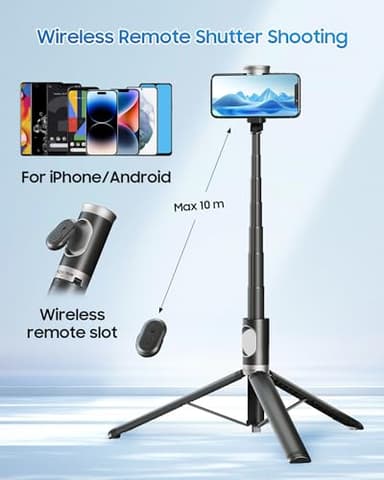 ACKIMA 67" Selfie Stick Phone Tripod, All-in-1 Cell Phone Tripod with Wireless Remote, Extendable Compact Tripods Portable Travel Stand for iPhone Android Selfie/Video Recording/Live Stream/Vlog - Image 4