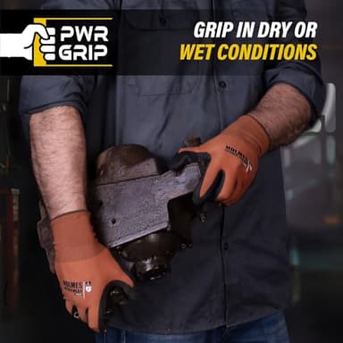 Holmes Workwear 6 Pack Foam Latex Coated Safety Work Gloves for Men with Grip in Wet Conditions, Breathable Polyester Liner, Thin and Lightweight, Touchscreen Compatible (6 Pair, X-Large) - Image 3