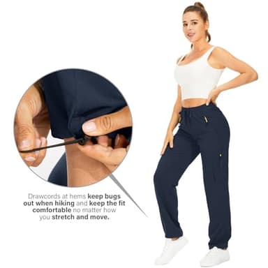 Women's Hiking Pants Quick Dry UPF 50 Travel Golf Pants Lightweight Camping Work Cargo Pants Zipper Pockets,6608,Blue,S - Image 5