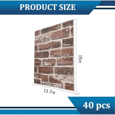 40PCS 3D Wall Panels Peel and Stick Faux Brick Wall Panels Self-Adhesive 3D Brick Wallpaper Foam Stone Wall Panel for Bedroom, Kitchen, Home Decor - Image 2