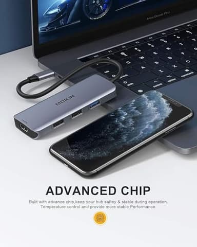 Docking Station USB C to Dual HDMI Adapter, MOKiN USB C Hub Du al HD MI Monitors for Windows,US B C Adapter with Dual HDMI,3 USB Port,PD Compatible for Dell XPS 13/15, Lenovo Yoga,etc - Image 7