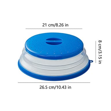 Collapsible Microwave Splatter Cover, 10.5 Inch, Dishwasher-safe, Microwave Plate Cover With Steam Vent，BPA-Free Silicone & Plastic(1 PCS,blue) - Image 3