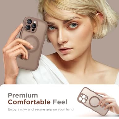 CAPRARO for iPhone 16 Pro Max Case for Women Girls, Upgraded [Full Camera Protection] [Compatible with MagSafe] Cute Wave Translucent Matte Phone Case for iPhone 16 Pro Max, Brown - Image 9