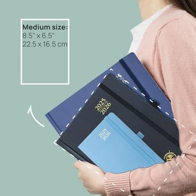 POPRUN Planner 2025-2026, (Medium 6.5'' x 8.5'' Hard Cover) Academic Calendar (July 25-June 26) Daily Weekly and Monthly Appointment Book with Hourly Time Slots, Monthly Tabs, 100 GSM - Burgundy - Image 6