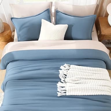 Litanika Oversized King Comforter Set Grayish Blue Super King Plus Size, 3 Pieces Lightweight Solid Bedding Comforter Set, All Season Fluffy Bed Set (128x120In Comforter & 2 Pillowcases) - Image 8