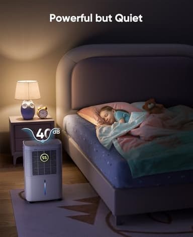 Dravonic 34 Pint Dehumidifiers for Home, Basement, Bedroom, Bathroom, 2500 Sq.ft Dehumidifier with Drain Hose, Smart Humidity Control & Display, 3 Operation Modes, 24H Timer, Child Lock (White) - Image 7