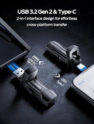 MOVE SPEED 1TB Solid State Drives, 570MB/S Read Speed External SSD with Dual Port Type C + USB 3.2 Portable SSD for iPhone 17/16/15 Series, Android, Mac, Windows - Image 3