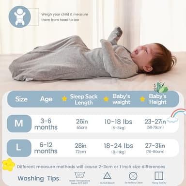 ZIGJOY Baby Transitional Swaddles for Newborns: 0.5 Tog Arms Up Sleep Sack 3-6-12 Months Soft Cotton Shark Fin 2 Way Zipper Wearable Blanket Newborn Transition Swaddle Sleeping Sacks for Boy and Girl - Image 2