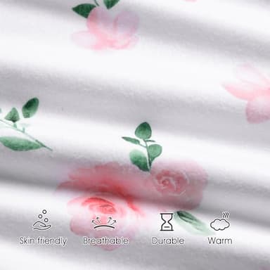 david's kids Micro Fleece Baby Sleep Sack 6-12 Months, Soft Warm Baby Wearable Blankets with 2-Way Zipper, 2 Pack Comfy Sleeping Bags for Infant Newborn Girls Neutral, Medium Size, Floral Flowers - Image 6
