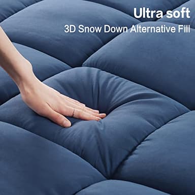 SOPAT Mattress Topper King Size Extra Thick Mattress Pad 8-21" Deep Pocket Soft Down Alternative Fill Mattress Protector Pillow Top Mattress Cover (78x80 Inches, Navy Blue) - Image 2
