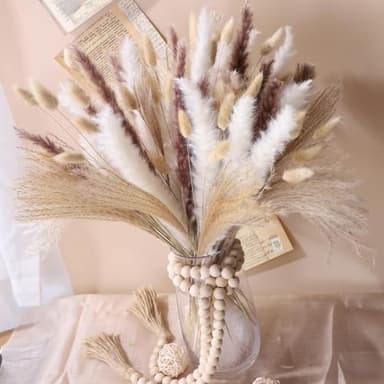 Colorful Pampas Grass Decor – White Dried Arrangements for Weddings, Baby Showers, and Home Decor. 17” Centerpiece (No Vase). - Image 4
