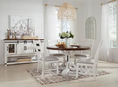 Signature Design by Ashley Valebeck Farmhouse Dining Room Server or Buffet Cabinet, White & Brown - Image 13