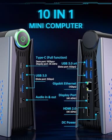 ACEMAGICIAN [Gaming PC] Ryzen Mini PC, AMD Ryzen 7 5875U(up to 4.5Ghz) 16GB DDR4 512GB NVME SSD Mini Desktop Computer, Mini Computers [WiFi6/BT5.2] [4K UHD/RGB Lights/3 Adjustable Mode PC Gaming] - Image 4