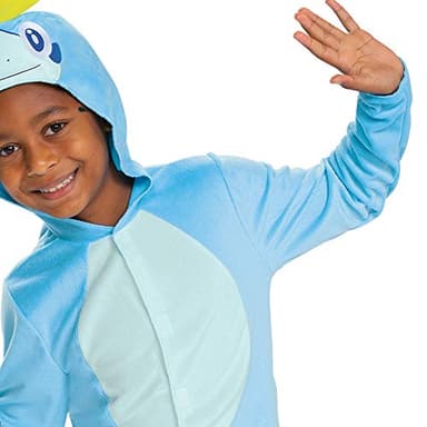 Sobble Pokemon Kids Costume, Official Pokemon Hooded Jumpsuit with Fin, Classic Size Medium (7-8) Multicolored - Image 4