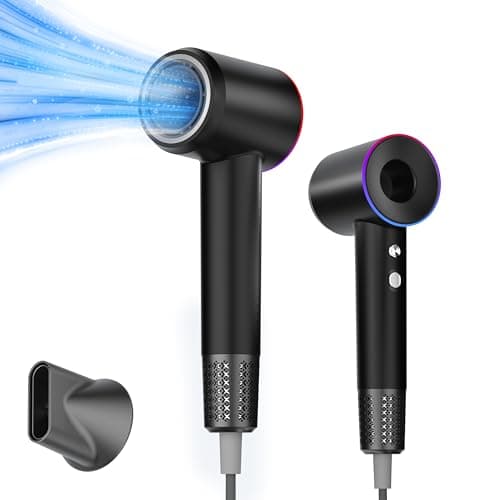 MLCLL Professional Ionic Hair Dryer, 1800W High Speed Blow Dryer for Home Salon, Real 200 Million Negative Ions, 120,000 RPM Brushless Motor for All Hair Types-1 (Black) - Image 1