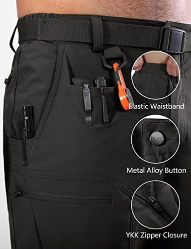 Shallowlulu Mens Cargo Hiking Shorts Water Resistant Quick Dry Lightweight Breathable Tactical Shorts with Nylon Belt(Black 34W/8L) - Image 5