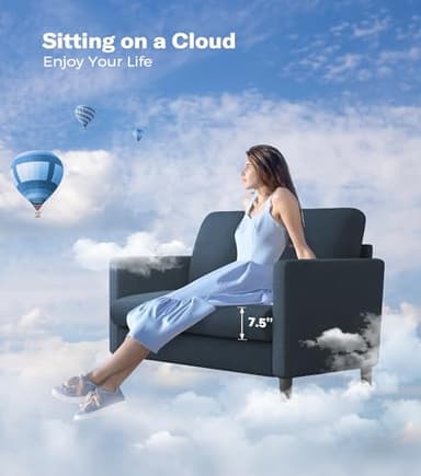 Welzona Loveseat Sofa, 51" Love Seat, Comfy Teddy Small Loveseat for Small Spaces, Tool-Free Setup Sofa Couch for Bedroom, All-Wood Couches for Living Room, No Pillow Included, Blue Grey - Image 6