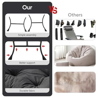 Congermom Lazy Chair with Folding Ottoman Modern Large Accent Chair,Contemporary Lounge Leisure Sofa Chair with Armrests Upholstered Sofa Armchair Reading Chair for Bedroom,Dorm & Office (Dark Grey-f) - Image 6