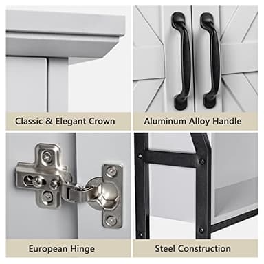 MXARLTR Over The Toilet Storage Cabinet, Over Toilet Bathroom Organizer with Barn Doors Above Toilet Storage Cabinet Spacesaver Rack Behind Toilet Bathroom Organizer (Gray) - Image 3