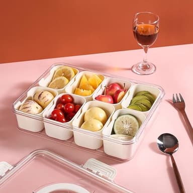 Bandesun Divided Serving Tray with Lid and Handle - Snackle Box Charcuterie Container for Portable Snack Platters - Clear Organizer for Candy, Fruits, Nuts, Snacks - Perfect for Party, Entertaining - Image 6