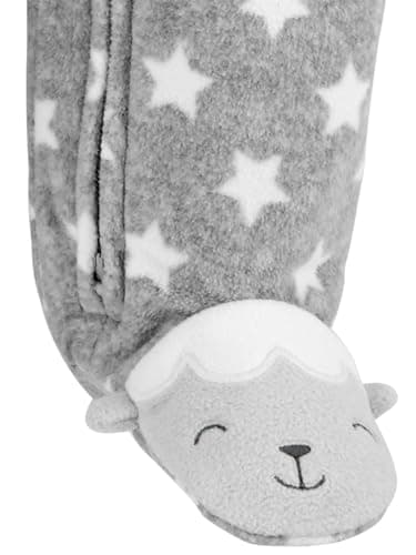 Simple Joys by Carter's Baby 2-Pack Neutral Fleece Footed Sleep and Play, Grey Stars/Mint Green Elephant, 6-9 Months - Image 4