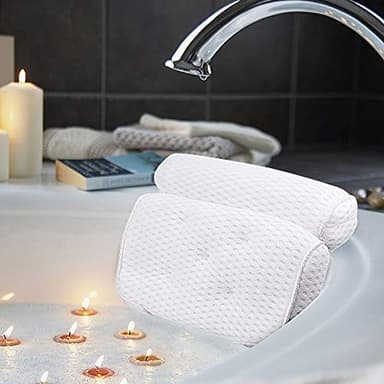 AmazeFan Bath Pillow, Bathtub Spa Pillow with 4D Air Mesh Technology and 7 Suction Cups, Helps Support Head, Back, Shoulder and Neck, Fits All Bathtub, Hot Tub and Home Spa [US. Patent Design] - Image 1
