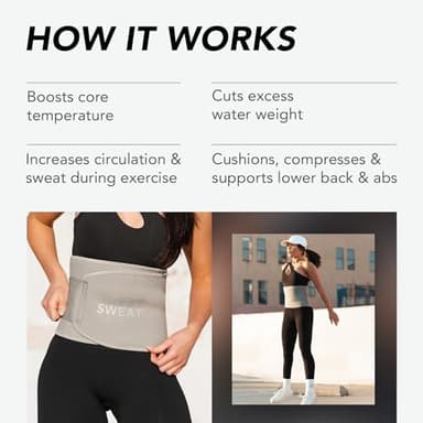 Sports Research Sweet Sweat Waist Trimmer Premium Sweat Enhancing Fitness Belt for Women & Men - 5 Adjustable Sizes - Matte Black (Large) - Image 4