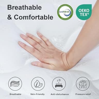 Viplive Mattress Full Size, 10 Inch Memory Foam Full Size Mattress in A Box with Individual Pocket Springs Medium Firm, Soft and Comfortable 75" L *54" W*10" H - Image 2