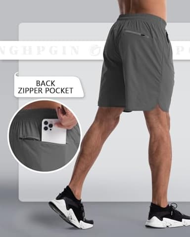 CANGHPGIN 2 Pack Mens Workout Athletic Shorts 7 inch Inseam Quick Dry Hiking Shorts Men Lightweight Sports Gym Shorts Running - Image 2