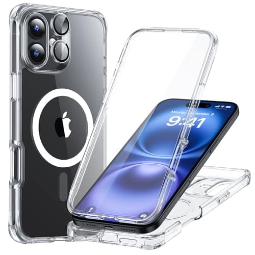 ESR for iPhone 16 Plus Case, Compatible with MagSafe, Full-Body Military-Grade Drop Proof Case with Built-in 9H+ Tempered Glass Screen Protector, Armor Series, Clear - Image 1