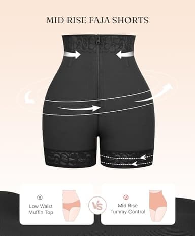 FeelinGirl Women Butt Lifter Shapewear Tummy Control Panties Firm Compression Mid-Thigh Shorts Black XL - Image 4