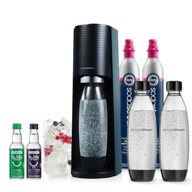 SodaStream Terra Sparkling Water Maker Bundle (Black), with CO2, DWS Bottles, and Bubly Drops Flavors - Image 1