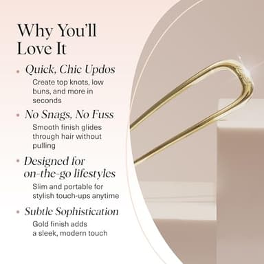 Kitsch French Hair Pins for Women – Elegant & Durable Metal Hair Fork for Updos, Chignon, Bun & Twist Hairstyles, Secure Hold All Day, Comfortable Fit- Gold, 1pc - Image 3