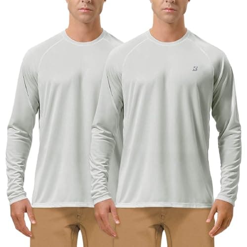 Roadbox Men's 2 Pack UV Sun Protection SPF UPF 50+ Long Sleeve Quick Dry Fishing Shirts Outdoor Rash Guard for Running Hiking Swimming - Image 1