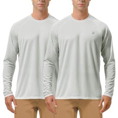 Roadbox Men's 2 Pack UV Sun Protection SPF UPF 50+ Long Sleeve Quick Dry Fishing Shirts Outdoor Rash Guard for Running Hiking Swimming - Image 1