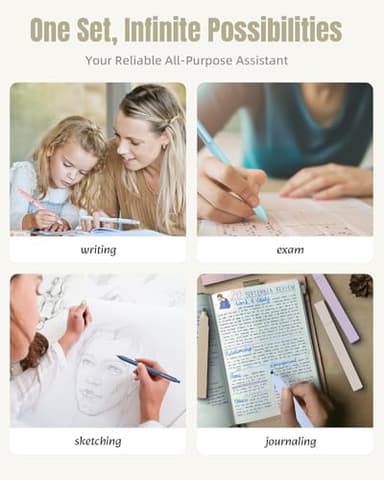 Four Candies 39 PCS Aesthetic School Supplies with Cute Pen Case, 12 Pastel Highlighters, 5 Black Ink Gel Pens, 6 Mechanical Pencils Set 0.5 & 0.7 mm for Students Stationary College Essentials (Pink) - Image 7